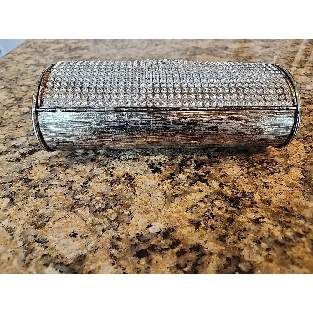 Vintage Hand-Held  Burrito Gold‎ Tone Rhinestones Clutch
